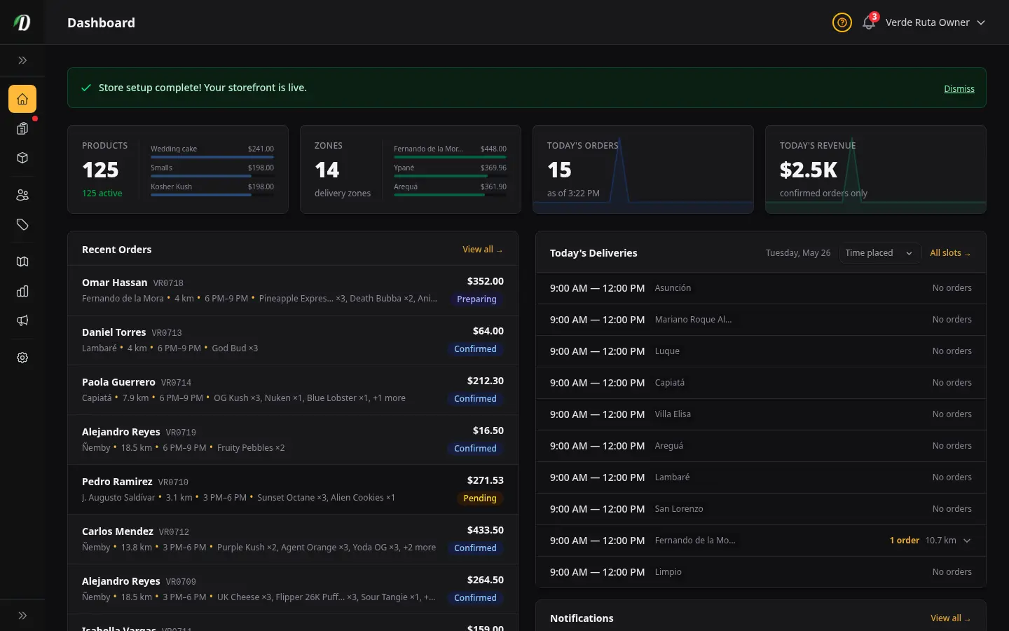 DabDash vendor dashboard