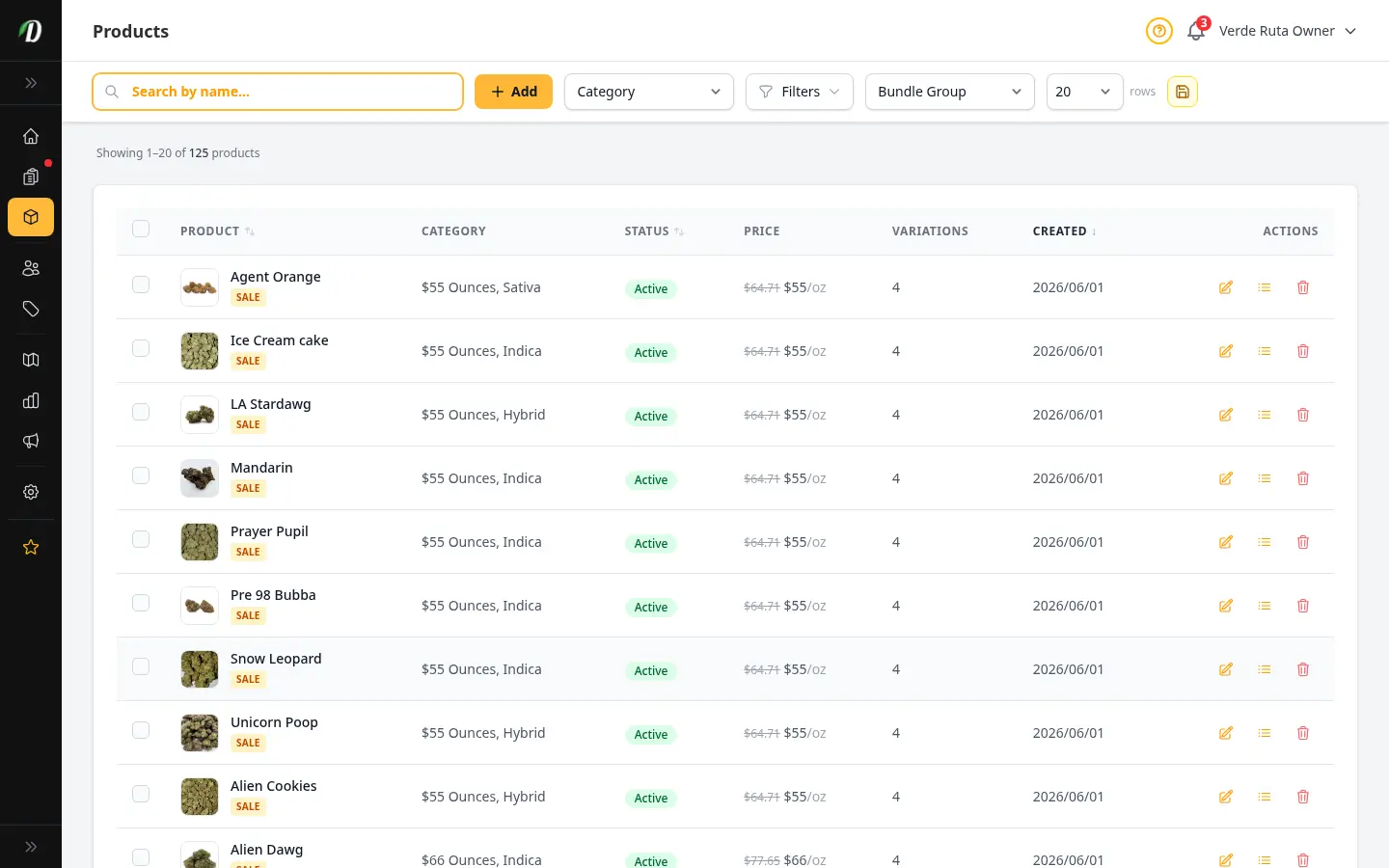 Product catalogue with weight pricing in DabDash